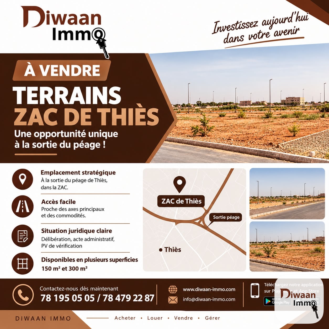 Terrain de 150m2 et 300m2 à vendre Zac de Thiès